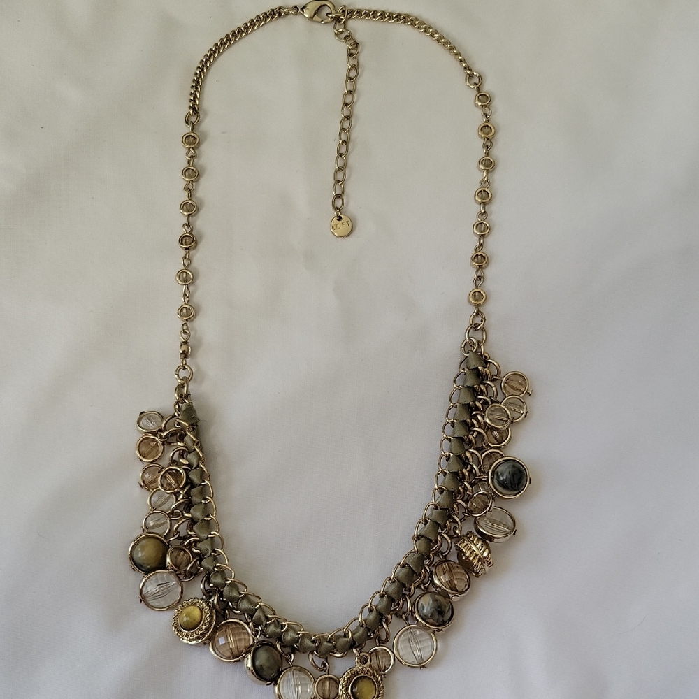 LOFT Gold & Silver Tone Woven Ribbon Dangle Boho-chic Necklace